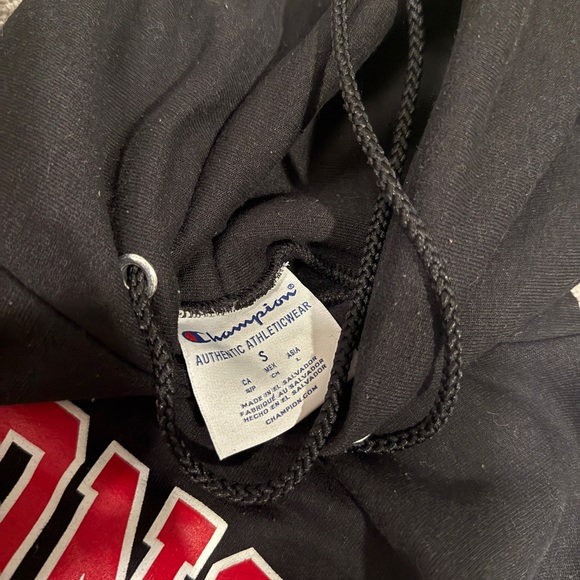 Champion Black Hoodie with Red and White Accents - Picture 2 of 2
